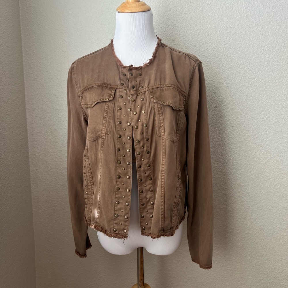Young Fabulous & Broke Studded Ryder Brown Jacket, S